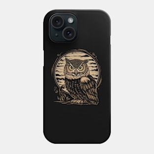 Moody Owl Japanese Art Print Phone Case