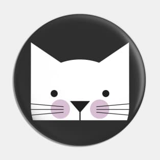 Peek-a-Boo Kitty, Black and White with Lavender Cheeks Pin