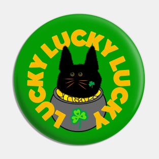 Lucky Lucky Lucky Gold Shamrock Cat Pin