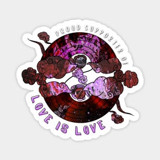 Proud Supporter of Love is Love Rainbows - Maroon & Purple Magnet