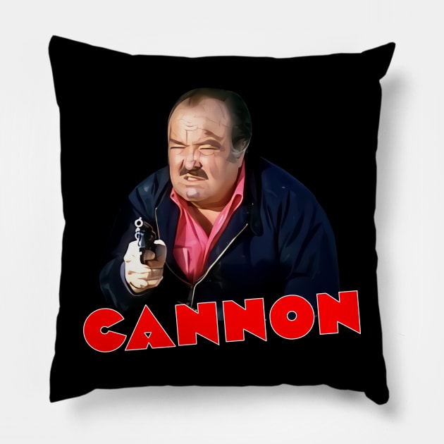 Cannon - Frank Cannon - Gun - 70s Cop Show Pillow by wildzerouk