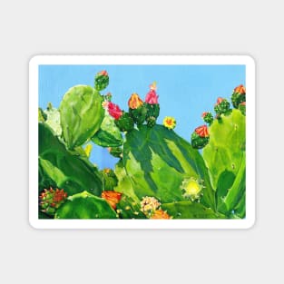 Cactus flowers oil painting Magnet