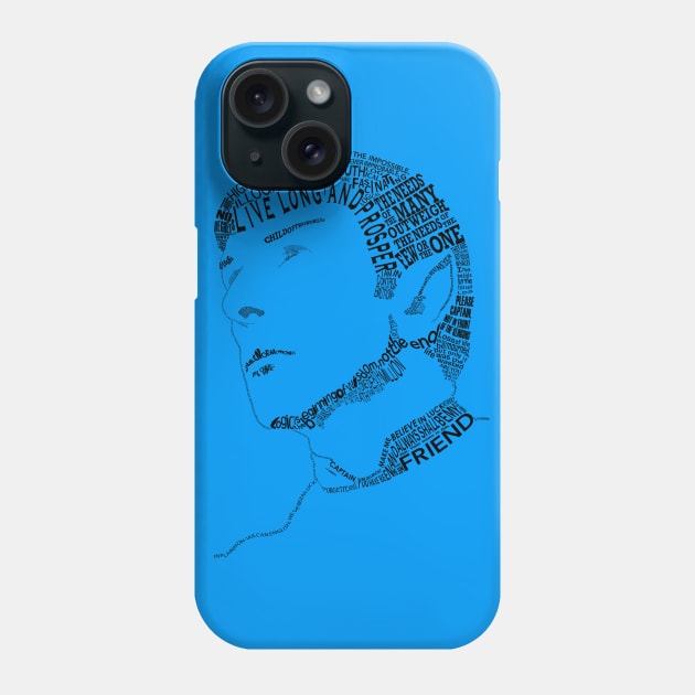 Spock Typographic Phone Case by cegauer352