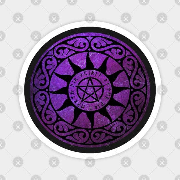 Five Elements Runic Magical Pentacle - Purple Version Magnet by sarahwainwright