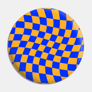 Twisted Checkered Square Pattern - Orange & Blue Pin