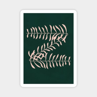 Alphabet Z Botanical, Forest Green Background Magnet