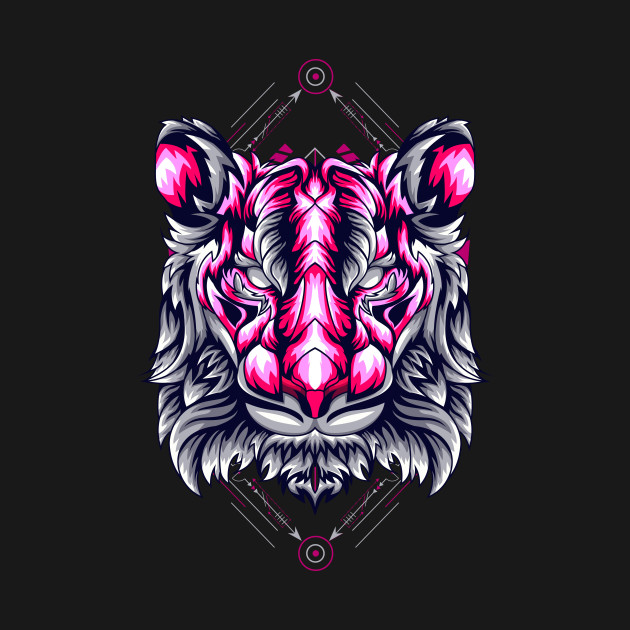 tiger head front crest retro by SHINIGAMII