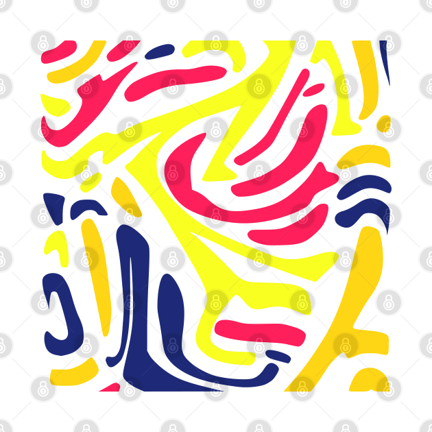 Doodle Red Orange Yellow Abstract Design by Golptika Design