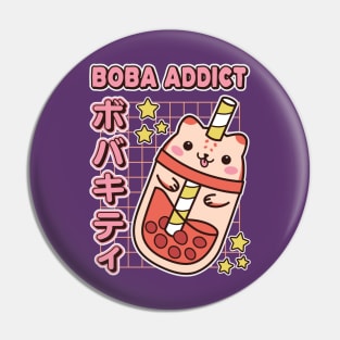 Boba Addict Cute Kawaii Cat Bubble Tea Cup Pin