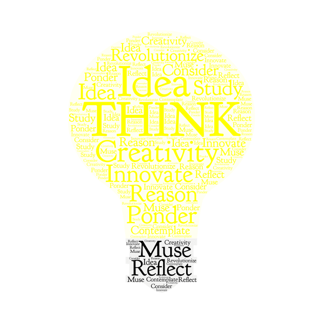 Think Light Bulb Word Cloud Yellow Light by ckandrus