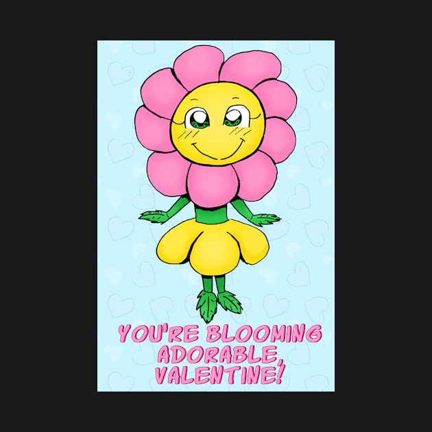 Cute Cartoon Flower Girl Valentine's Day Card by dogbone42