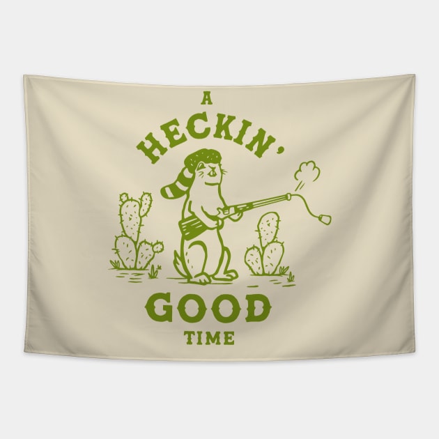 A Heckin' Good Time: Funny Western Prairie Dog Art Tapestry by The Whiskey Ginger