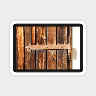 Rusted Hinge on Wooden Door Magnet