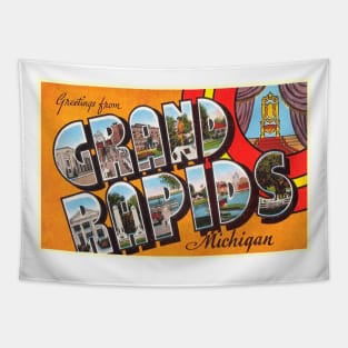 Greetings from Grand Rapids, Michigan - Vintage Large Letter Postcard Tapestry