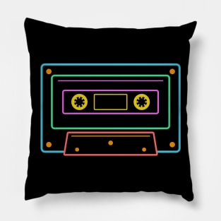 80s Retro Neon Sign Vintage Cassette Pillow