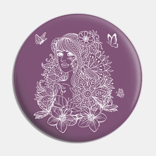 Flower Girl with Butterflies Pin