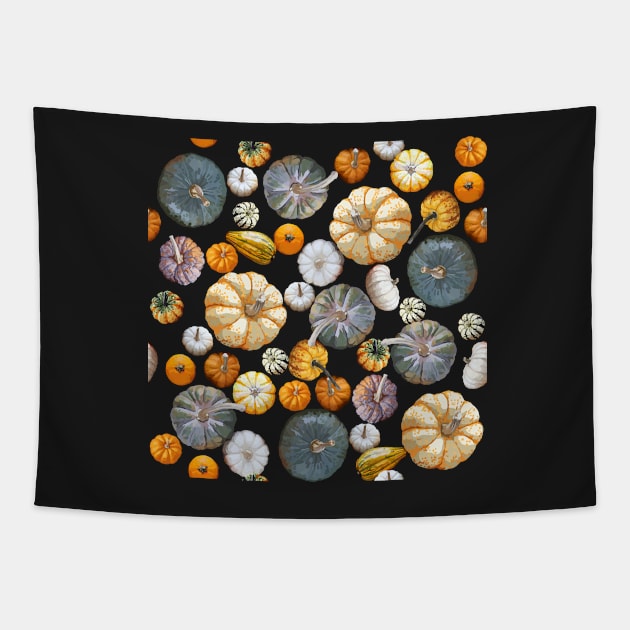 Pumpkin Tile 2 (Dark Green) Tapestry by ziafrazier