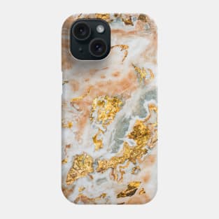 Rose gold pink marble with brown and gold details Phone Case