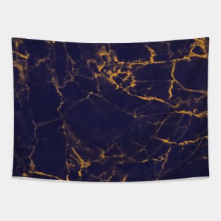 Iridescent Blue and Golden Marble Texture Tapestry