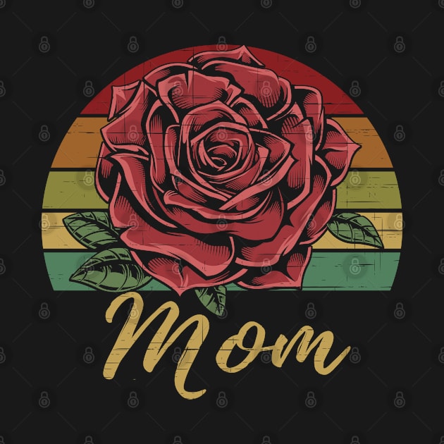 Distressed Retro Red Rose Mom by CoffeeandTeas