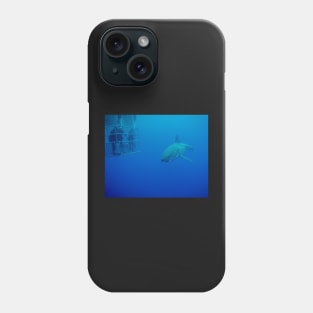 Caged Divers Watch a Great White Shark in Mexico Phone Case