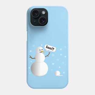 Funny Cartoon Father Snowman Mistakes a Snowball for His Son Phone Case