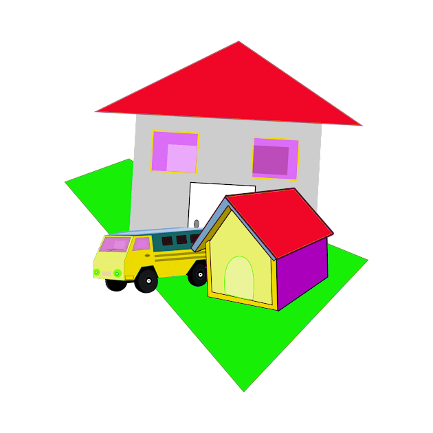 truck, dog house and flat by momomoma