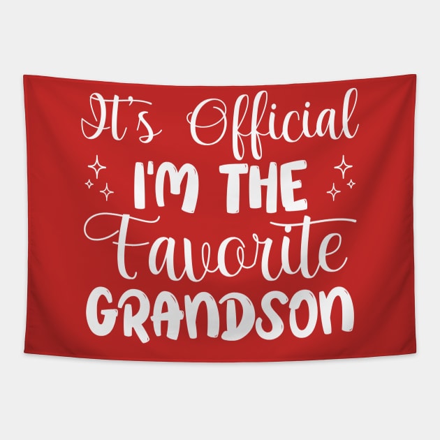 It's Official I'm The Favorite Grandson is a design for a boys Funny . Tapestry by printalpha-art