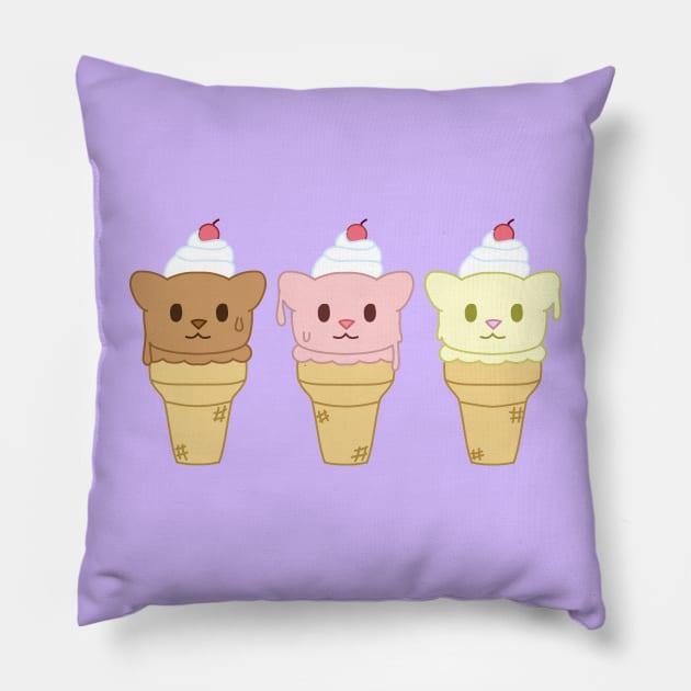 Ice cream cat trio Pillow by chibifox