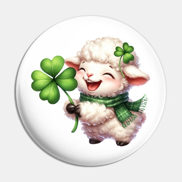 Clover Sheep St Patricks Day Pin by Chromatic Fusion Studio