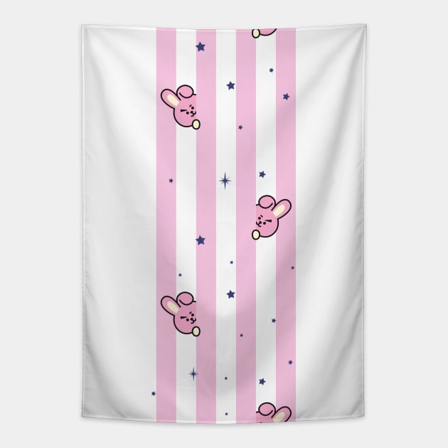 BT21 Cooky Striped Pajamas Pattern Tapestry by ZeroKara