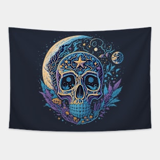 The Moon Skull At Night Tapestry