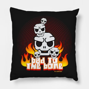 B - BAD TO THE BONES - SKULL SKULL FIRE Pillow