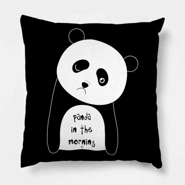 Funny and cute panda in the morning Pillow by grafart