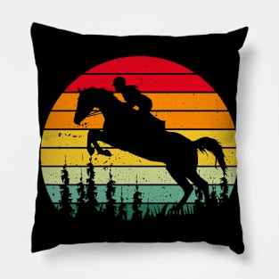 Equestrian Retro Horses Vintage Rider Pillow