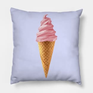 Pink Soft Serve Strawberry Icecream Cone Pillow