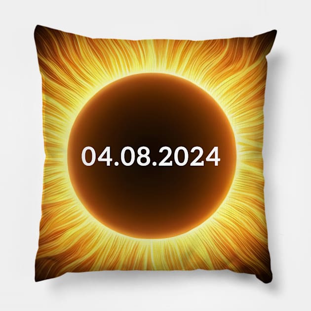 Total Solar Eclipse April 8, 2024 Pillow by Emma Creation