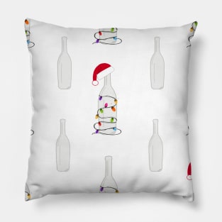 Christmas champagne bottle with Christmas light bulb Pillow