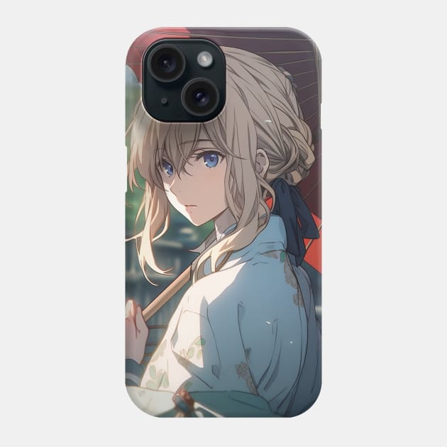 violet evergarden kimono Phone Case by WabiSabi Wonders