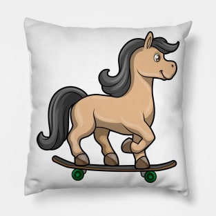 Horse as Skater with Skateboard Pillow