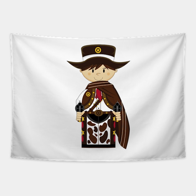 Cartoon Wild West Cowboy Tapestry by markmurphycreative