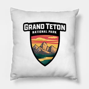 Grand Teton National Park Minimal Badge Pillow