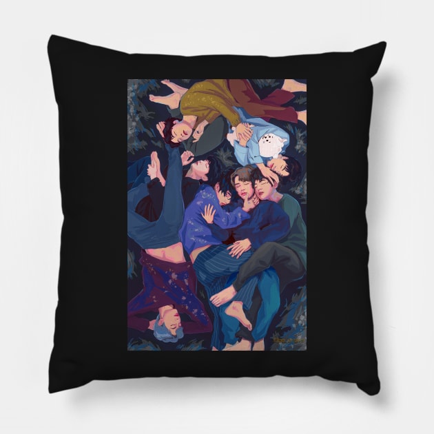 Sleeping Bangtan Pillow by Elsa-draws