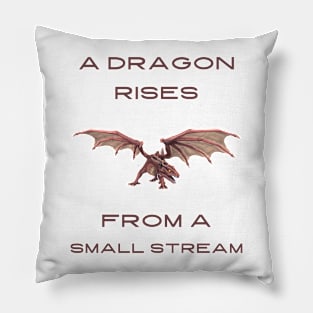 A dragon rises from a small stream Pillow