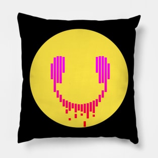 Music smile, smiley emoji made with earphone logo Pillow