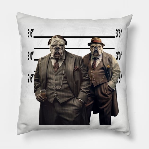 British Dog Gangsters Usual Suspects Pillow by Artsimple247