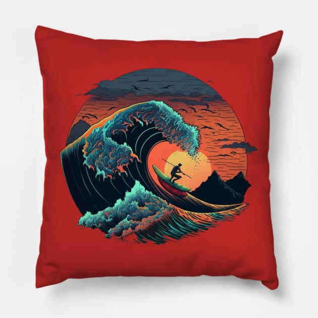 Ride the Wave Pillow by Aaron Ochs