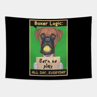 Boxer dog with ball in mouth Tapestry