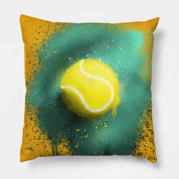 Graffiti Styled Spray Paint Tennis Ball Pillow by Roommates