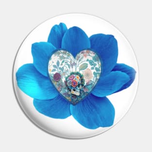 Blue Poppy Skull Love Pin